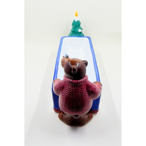 St Nicholas Square Christmas Tidbit Cracker Dish 1999 Bear Christmas Tree - Picture 4 of 14